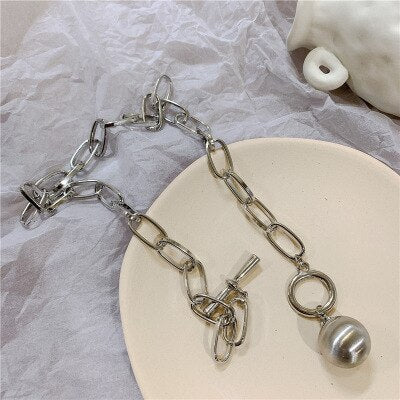 Hip hop Oval Thick Chain Metal Ball Chain Necklace Jewelry Gift