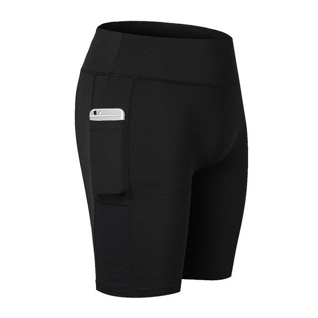 Shorts with Side Pockets Fitness Running Stretch Skinny Shorts Quick-drying Perspiration Shorts
