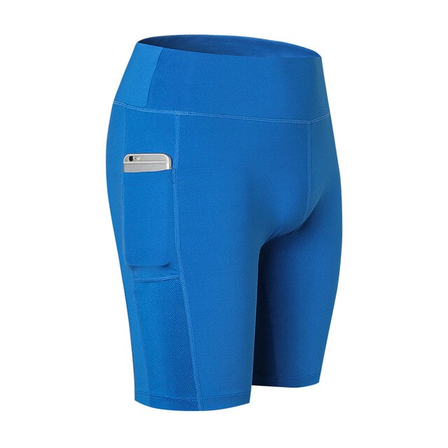 Shorts with Side Pockets Fitness Running Stretch Skinny Shorts Quick-drying Perspiration Shorts