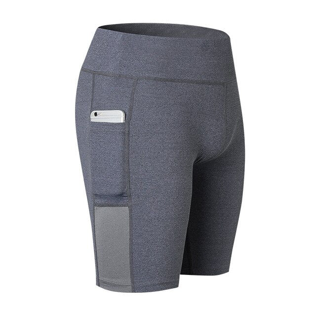 Shorts with Side Pockets Fitness Running Stretch Skinny Shorts Quick-drying Perspiration Shorts