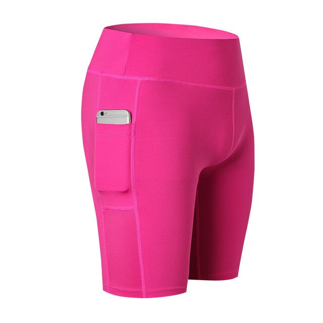 Shorts with Side Pockets Fitness Running Stretch Skinny Shorts Quick-drying Perspiration Shorts