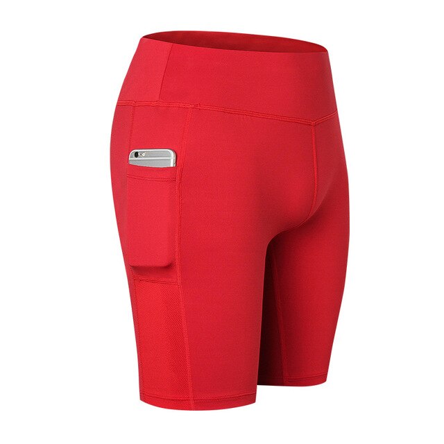 Shorts with Side Pockets Fitness Running Stretch Skinny Shorts Quick-drying Perspiration Shorts