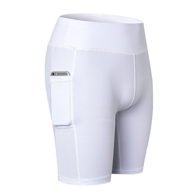 Shorts with Side Pockets Fitness Running Stretch Skinny Shorts Quick-drying Perspiration Shorts