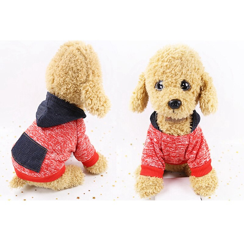 Pet Clothes Autumn And Winter 2-legged Costume Dog Knitting Sweater Hoodie With Denim Pocket tm