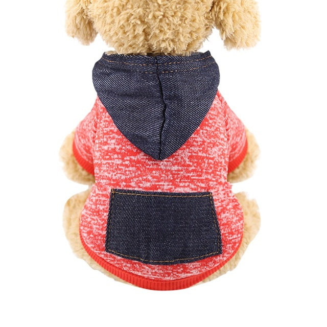 Pet Clothes Autumn And Winter 2-legged Costume Dog Knitting Sweater Hoodie With Denim Pocket tm