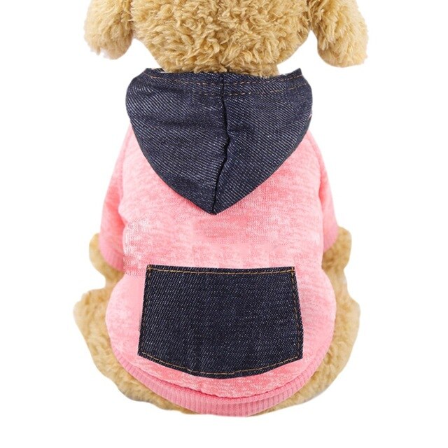 Pet Clothes Autumn And Winter 2-legged Costume Dog Knitting Sweater Hoodie With Denim Pocket tm