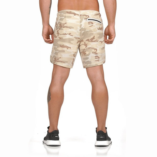 Men Plus Size Quick Dry Secure Sports Pocket Shorts Fitness Camouflage Male Shorts Bermuda Masculina