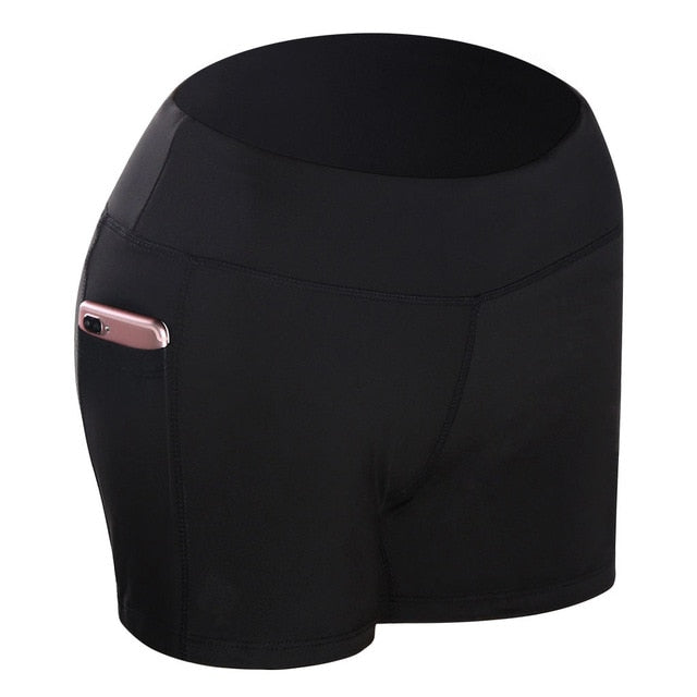 Mujeres Leggings deportivos de fitness Media cintura alta Secado rápido Bolsillo delgado Leggings cortos Mujeres Leggings casuales elásticos.