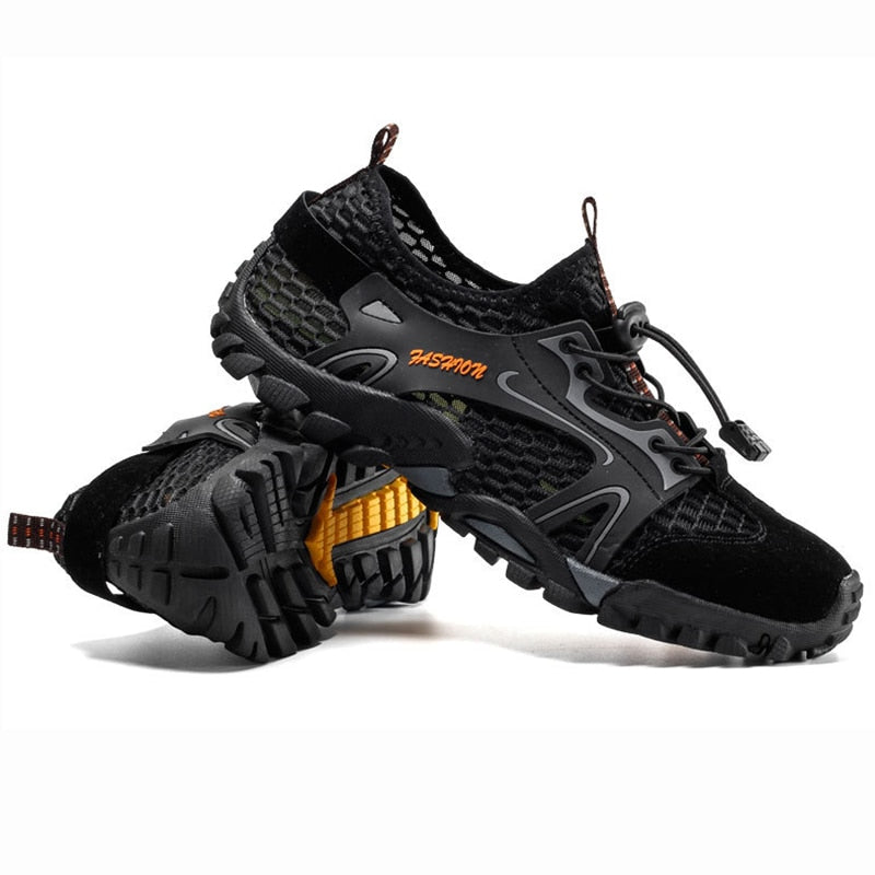 Men Women Mesh Hiking Shoes Wearproof Rubber Upstream Quick-Dry Breathable Trekking Water Sports Sneakers Soft Good Grip