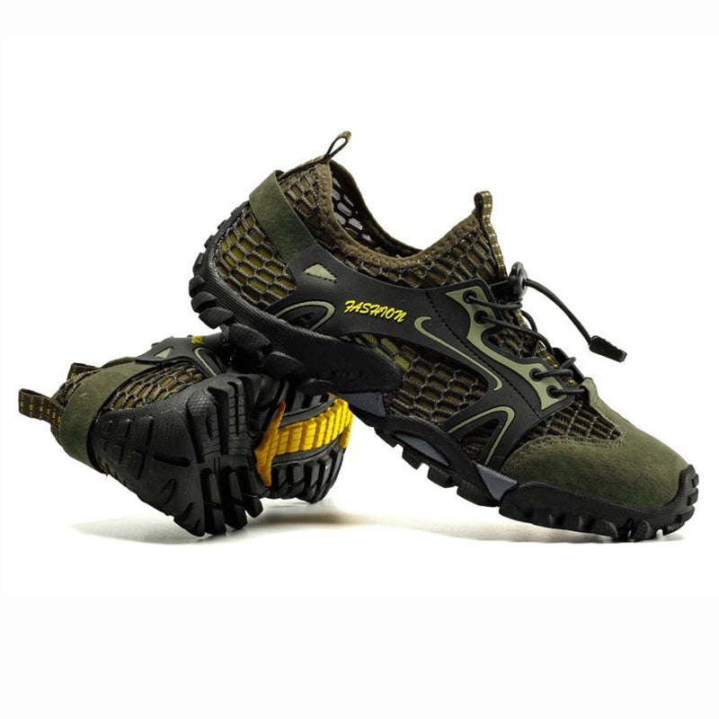 Men Women Mesh Hiking Shoes Wearproof Rubber Upstream Quick-Dry Breathable Trekking Water Sports Sneakers Soft Good Grip