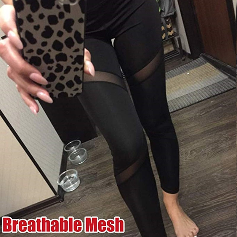 Silva Casual Leggings Black Mesh fitness High Waist Push Up Punk