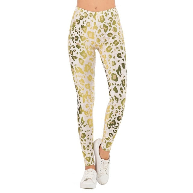 Flor sloth Printing Leggings Slim High Waist