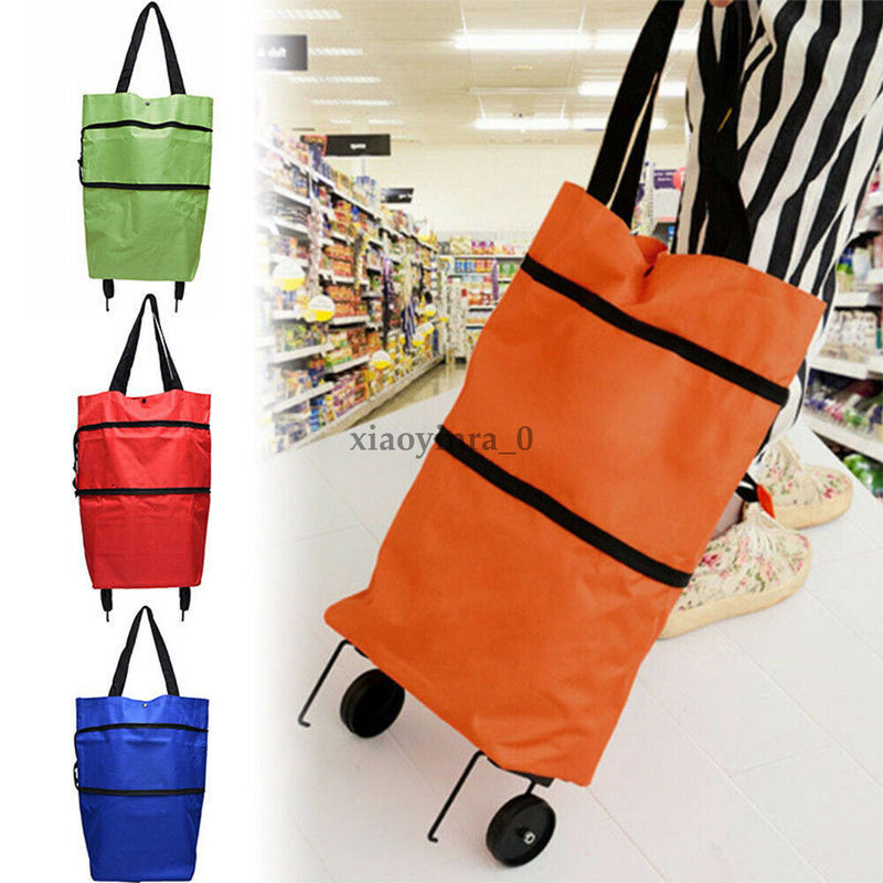 Foldable supermarket cart bag with Wheels