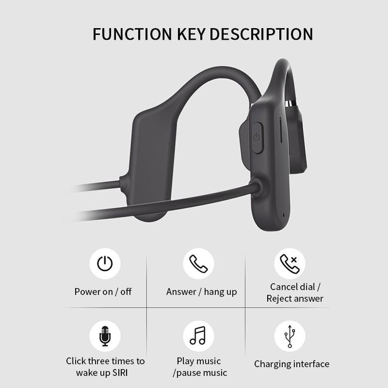 Open Ear bone headphone Auriculares de conducción ósea Bluetooth Inalámbrico Impermeable Uso cómodo Gancho para la oreja abierto Peso ligero