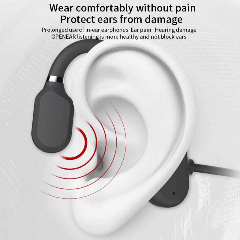 Open Ear bone headphone Auriculares de conducción ósea Bluetooth Inalámbrico Impermeable Uso cómodo Gancho para la oreja abierto Peso ligero