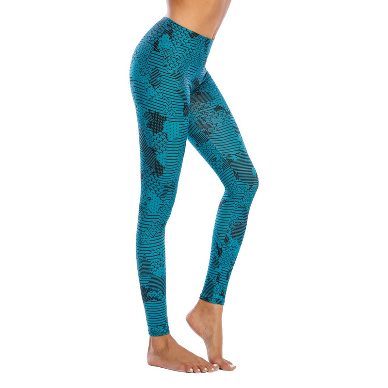 Fitness Sexy Blue Elasticity Push Up Legging