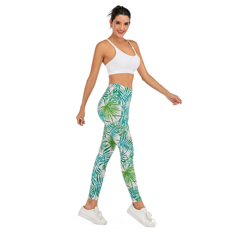 Flor sloth Printing Leggings Slim High Waist