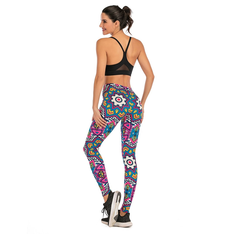 Flor sloth Printing Leggings Slim High Waist