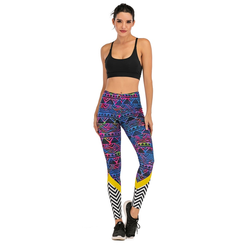Flor sloth Printing Leggings Slim High Waist