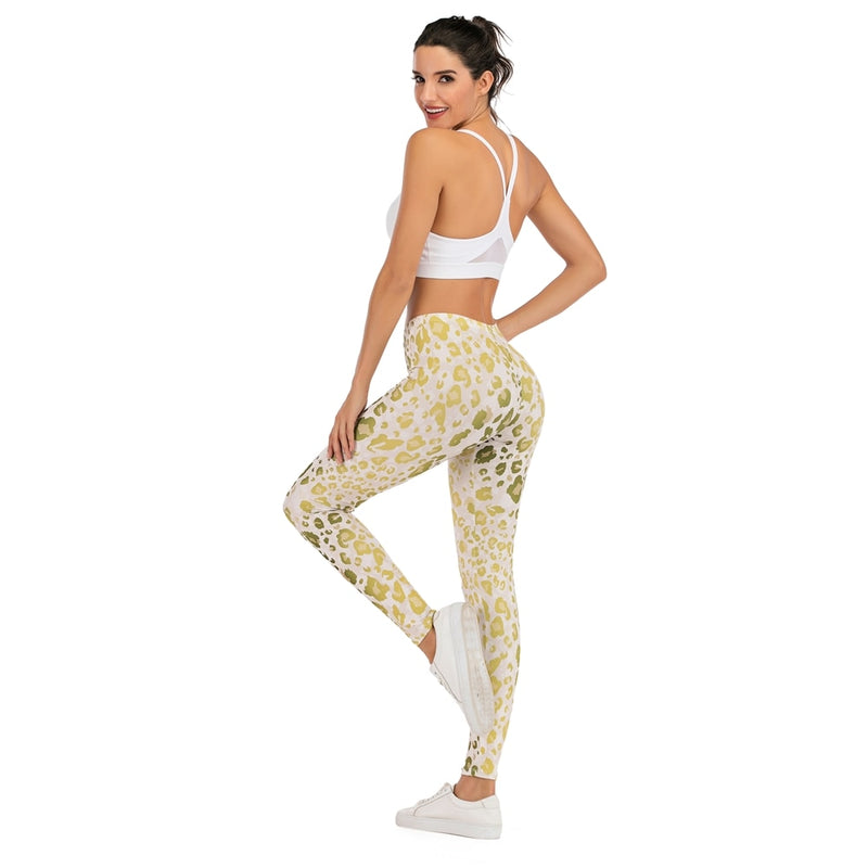 Flor sloth Printing Leggings Slim High Waist