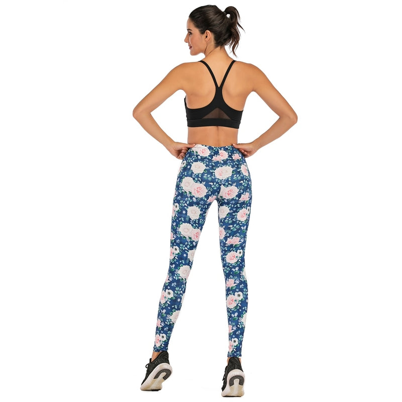 Flor sloth Printing Leggings Slim High Waist