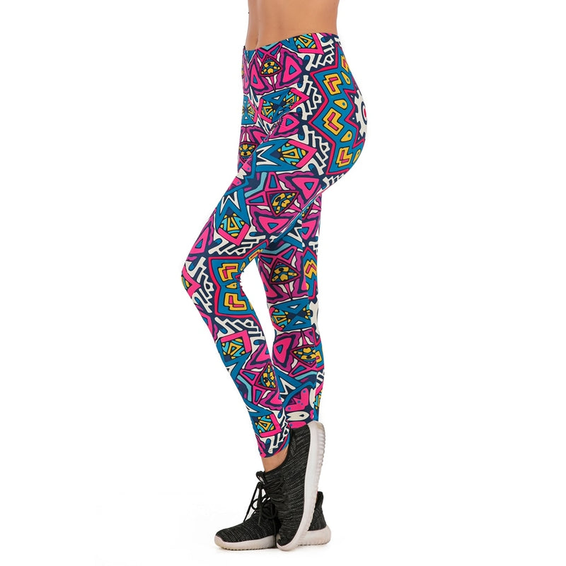 Flor sloth Printing Leggings Slim High Waist