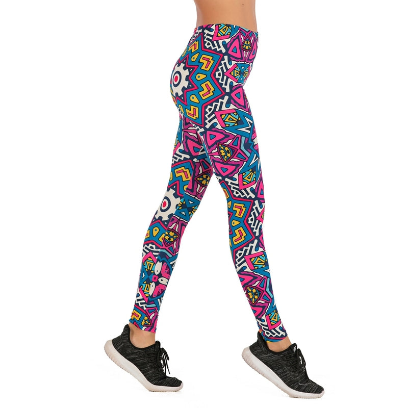 Flor sloth Printing Leggings Slim High Waist