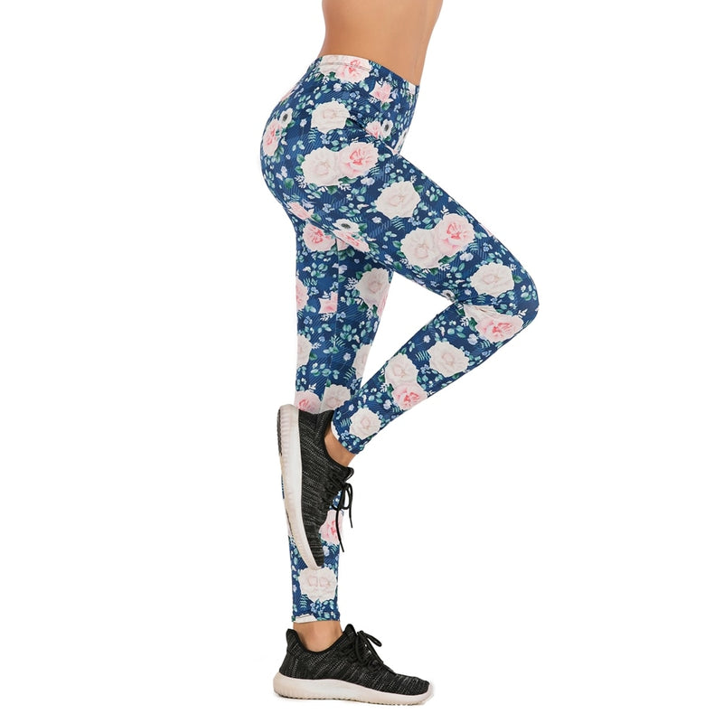 Flor sloth Printing Leggings Slim High Waist