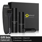 Beard Growth Kit Gift Box Men's Beard Growth With Comb Beard Roller Beard Oil