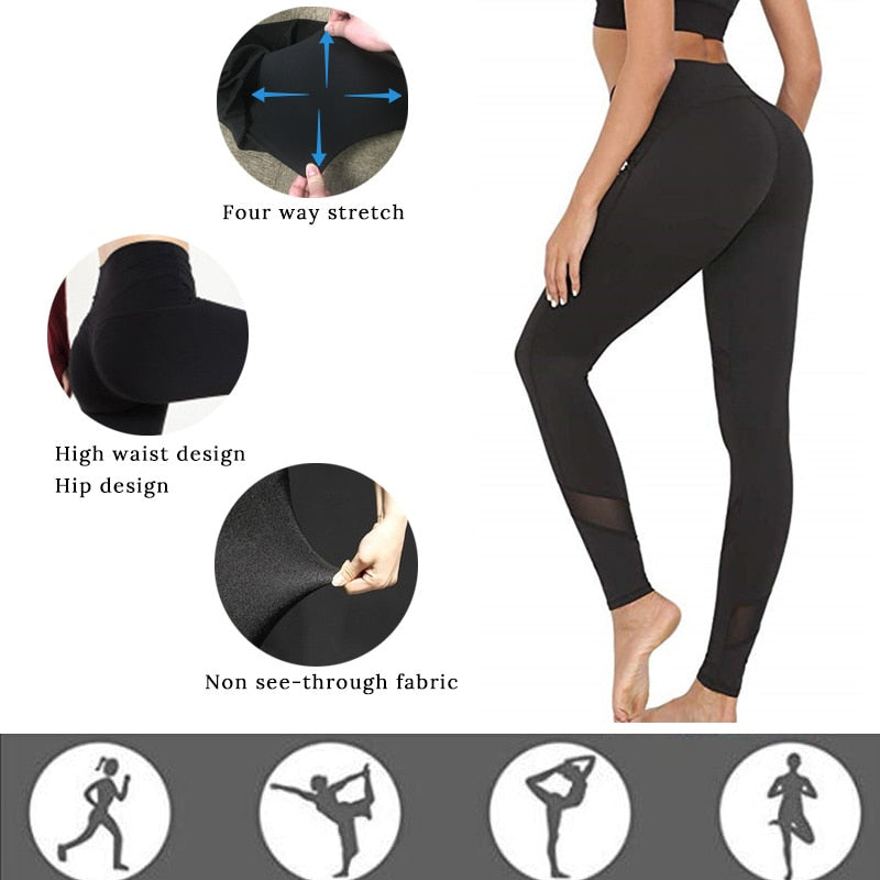 Silva Casual Leggings Black Mesh fitness High Waist Push Up Punk