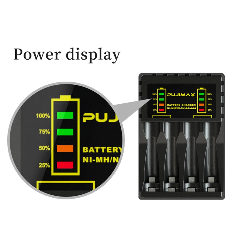 Cargador USB de baterías  4 ranuras para batería recargable AAA / AA Protección contra cortocircuitos con indicador LED Cargador de Ni-MH / Ni-Cd