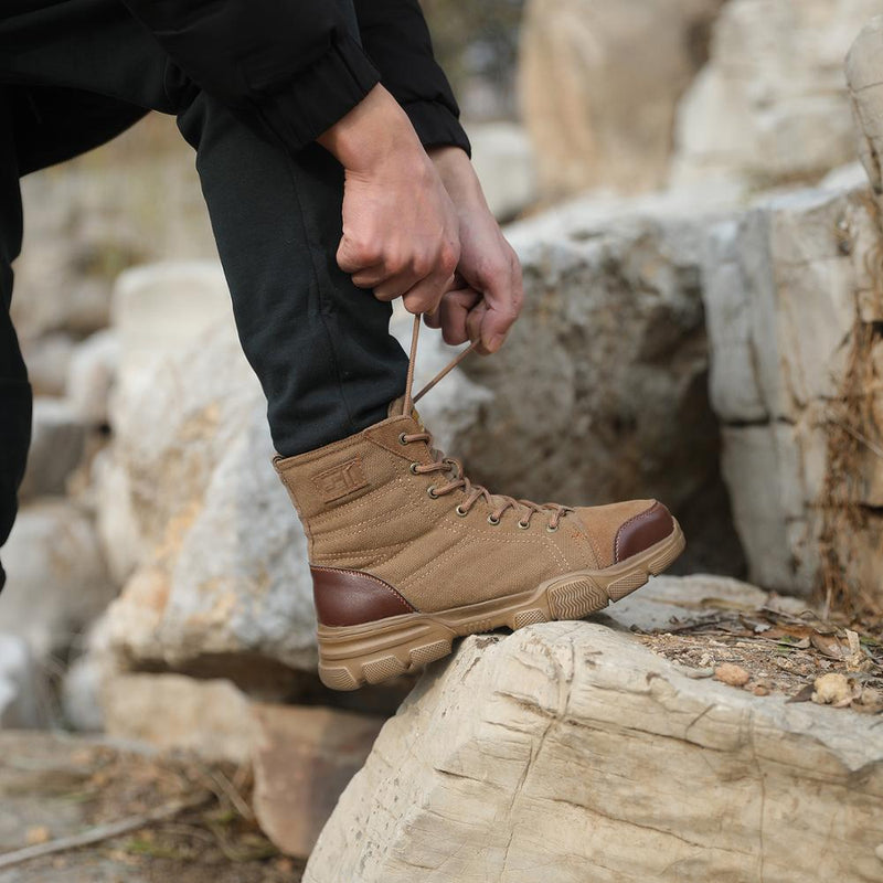 Botas industriales y construcción de punta de acero Steel Toe Boots for Men Military Work Boots Indestructible Work Shoes Desert Combat Army 36-48