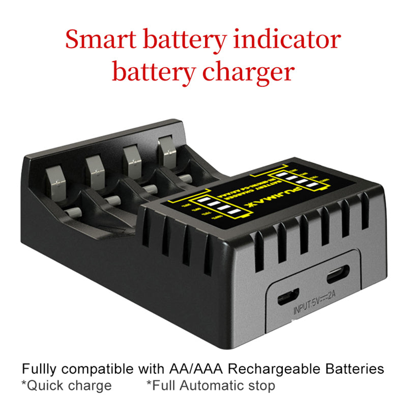 Cargador USB de baterías  4 ranuras para batería recargable AAA / AA Protección contra cortocircuitos con indicador LED Cargador de Ni-MH / Ni-Cd