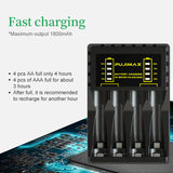 USB battery charger 4 slots for AAA / AA rechargeable battery Short circuit protection with LED indicator Ni-MH / Ni-Cd charger 