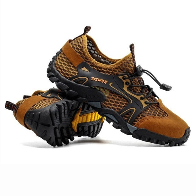 Men Women Mesh Hiking Shoes Wearproof Rubber Upstream Quick-Dry Breathable Trekking Water Sports Sneakers Soft Good Grip