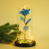 Rose LED Light Beauty The Beast.Rosa eterna artificial Luz LED Belleza  en vidrio Flor de lámina dorada Regalo de Navidad/San Valentín
