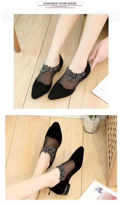 Sandals for Women 2021 Fashion Rhinestone Sandals Women Flowers Low Heel Sandals Women Mesh Plus Size Sandals Sandalias de diamantes para Mujer 2021
