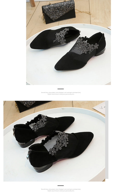 Sandals for Women 2021 Fashion Rhinestone Sandals Women Flowers Low Heel Sandals Women Mesh Plus Size Sandals Sandalias de diamantes para Mujer 2021