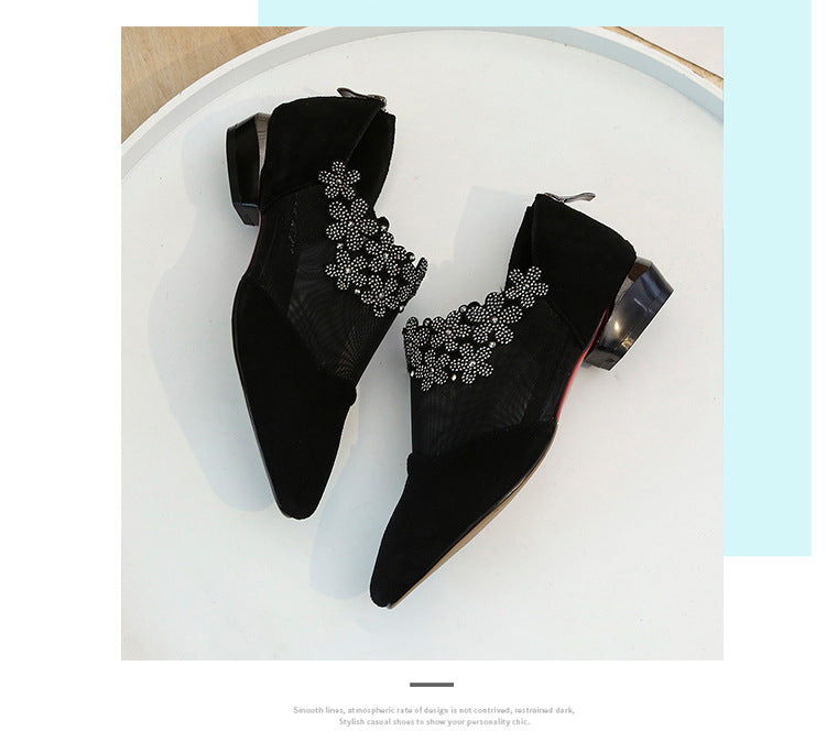 Sandals for Women 2021 Fashion Rhinestone Sandals Women Flowers Low Heel Sandals Women Mesh Plus Size Sandals Sandalias de diamantes para Mujer 2021