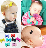 5 Pcs/lot Candy color Baby Mini Small Bow Hair Clips Safety Hair pins