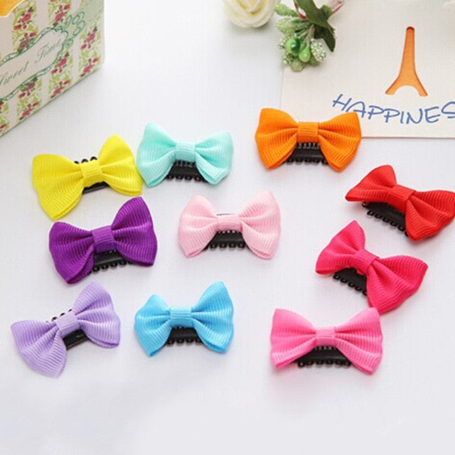 5 Pcs/lot Candy color Baby Mini Small Bow Hair Clips Safety Hair pins