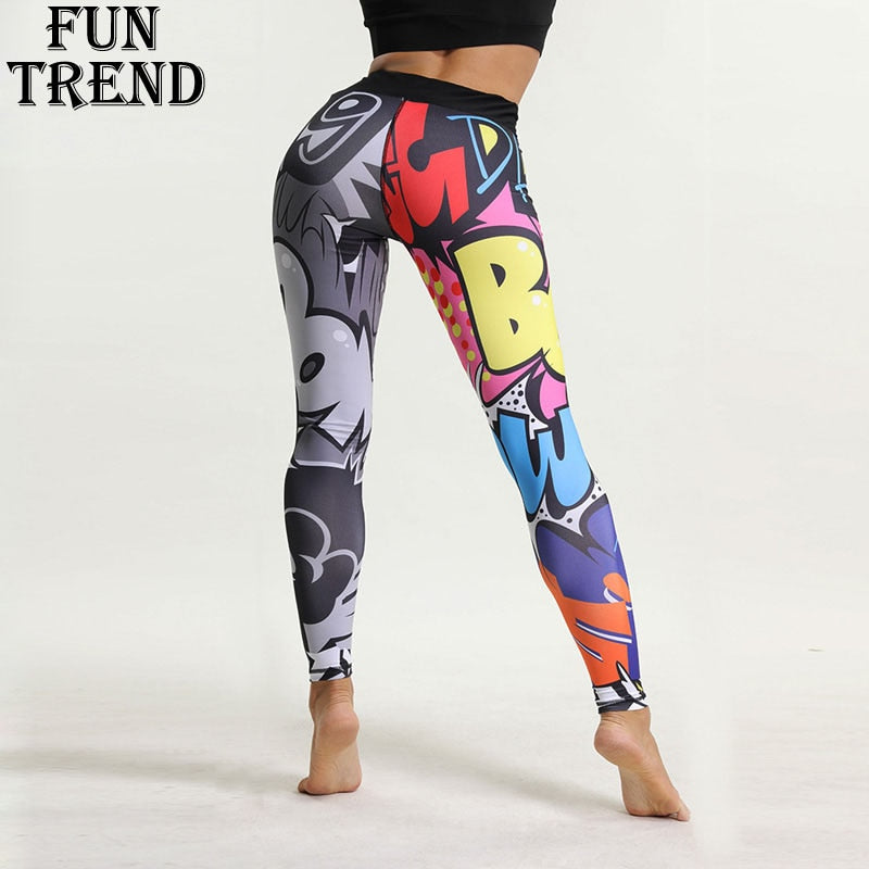 Sport Leggings Women Fitness Yoga Pants Cartoon Print Sport Pants Yoga