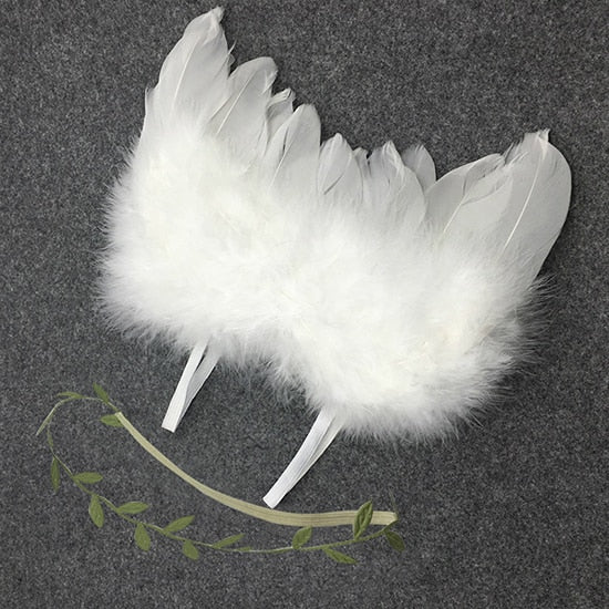 Newborn Photography Props Angel Feathers Wings Baby Costume Clothes With the Leaves Hair Band Photography Accessories For Infant