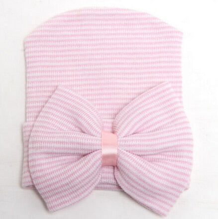 Adorable Newborn Toddler Baby Infant Girl Comfy Big Bowknot Hospital Caps Warm Beanie Hat Accessories