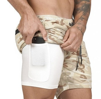 New Mens Secure Pocket Shorts 2-Layers Workout Fitness .fashion 2020