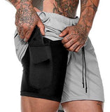 New Mens Secure Pocket Shorts 2-Layers Workout Fitness fashion