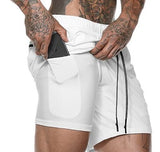 New Mens Secure Pocket Shorts 2-Layers Workout Fitness fashion