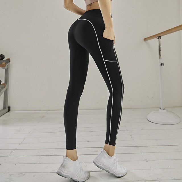 pantalones de mujer con bolsillos , women yoga pants with pockets runn